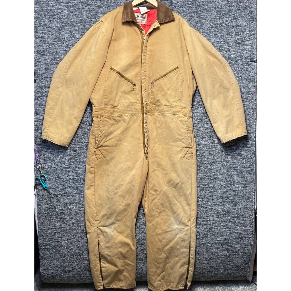 Vintage Walls Blizzard-Pruf Insulated Coveralls Mens XL Duck Canvas USA Made